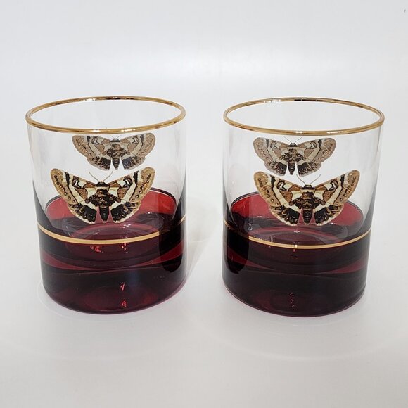 Anthropologie Catherine Martin Midnight Creatures Double Old Fashioned Glass Set - Picture 1 of 11
